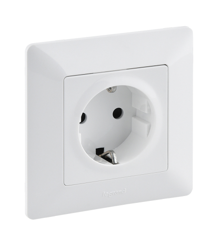 Контакт Valena Life с рамка 2P+E Schuko 16A, авт. клеми, бял, Legrand