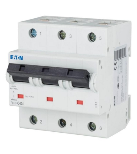PLHT-C40/3 - Автоматичен прекъсвач MCB 3P 40A крива C 25kA, 4.5 мод., Eaton