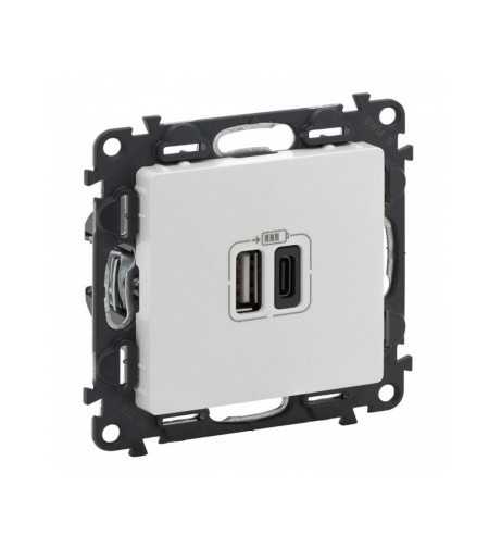 Legrand Двойно USB Type А + С 3 A-15W Valena life Бяло