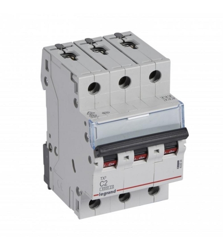 Автоматичен прекъсвач TX³ MCB 3P 2A крива C 6kA, Legrand