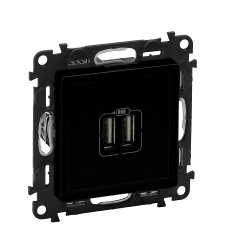 Legrand 2 х USB зарядно A+A, 3.0A, 15W Valena life Черен мат