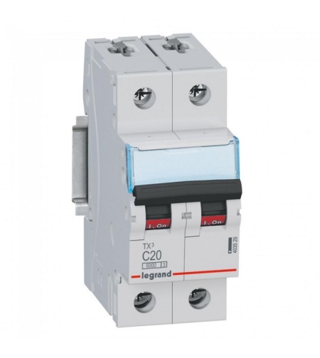 Автоматичен прекъсвач TX³ MCB 2P 20A крива C 6kA, Legrand