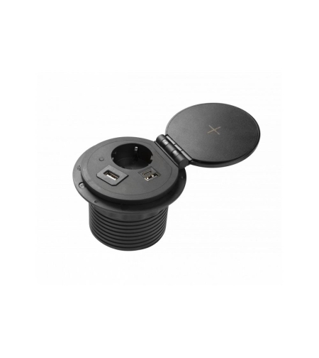 Charger Plus контакт за вгражд., 1xSchuko, USB, HDMI, RJ45, кабел 1,5 м, черен GTV