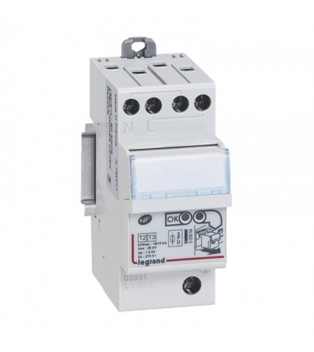 Катоден отводител SPD T2, Imax 12kA, 1P+N ляв, Legrand