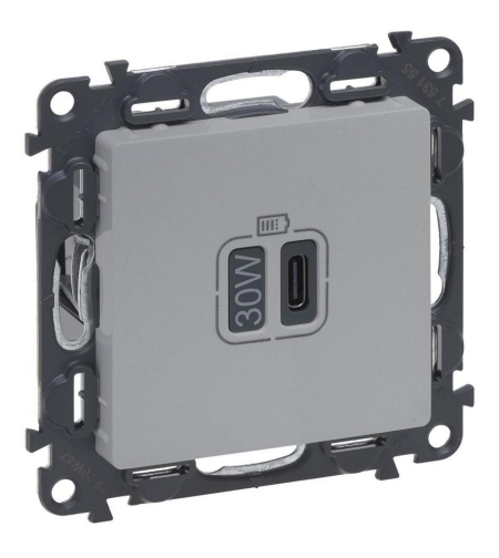 Legrand USB розетка VL 1USB C 30W Valena life алуминий