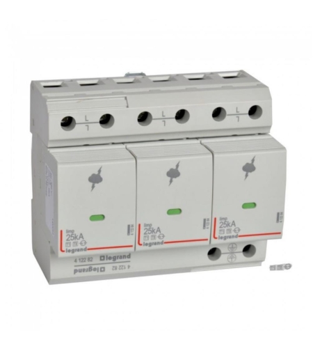 Катоден отводител SPD T1+T2, 350V~ 25kA, 3P 6мод., +FS, Legrand