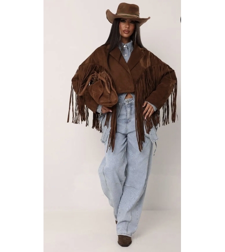“ Western Style” - Велурено яке с ресни