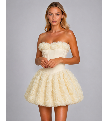 “ Angel Rosé Bloom Corset” Dress - butter