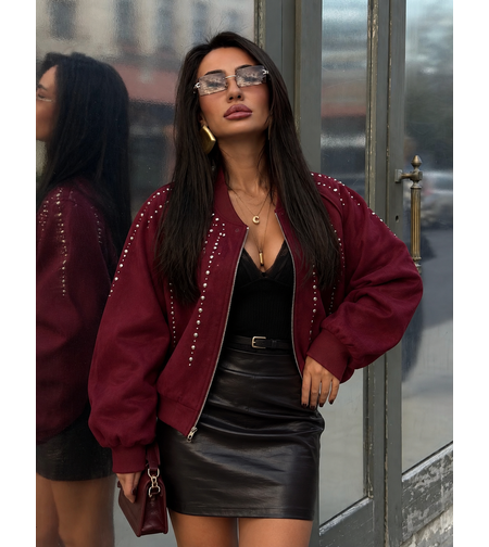 “ Chic Bombar” Bordo– яке/бомбър от набук с кабзи