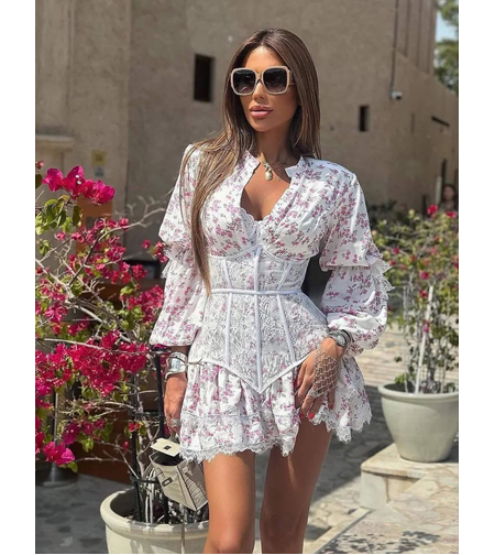 “Rosalie” Рокля с корсет и флорален принт