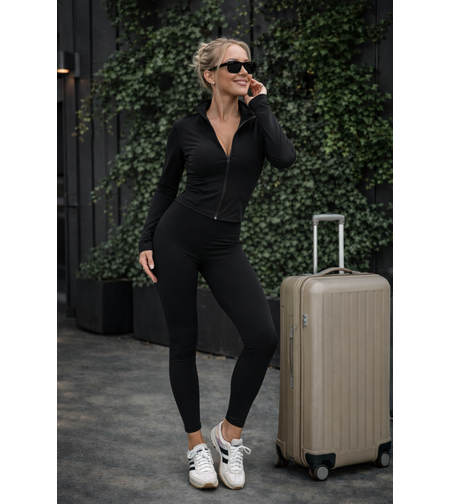 Спортен сет „ActiveFit“ Black – комплект от клин и блуза с цип