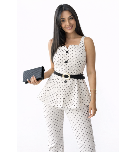 “Monaco” white - Елегантен комплект на точки с колан