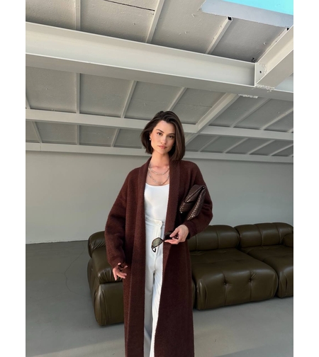 “ Soft Elegance “ brown - Дълга плетена жилетка