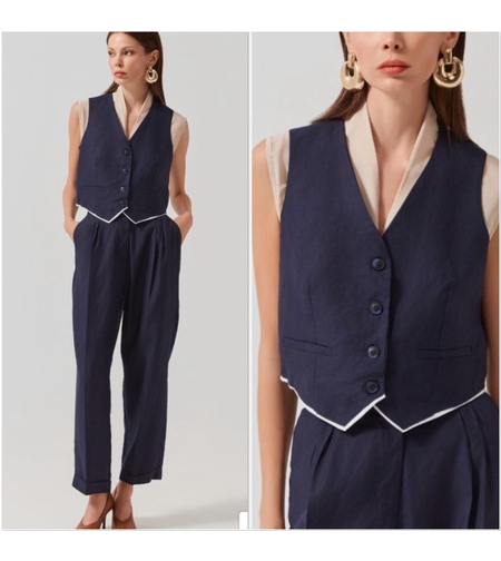 City Edge Set  blue - Къс елек и панталон с висока талия