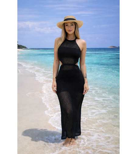 Midnight Shore – дълга черна плажна рокля