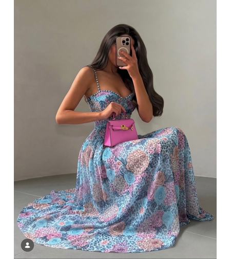 “ Blue Blossom Couture” - дълга рокля