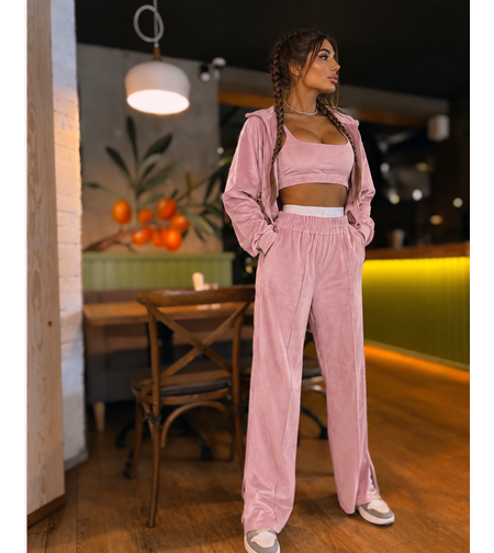 “ Rose Set “ pink - спортен екип от велур – 3 части