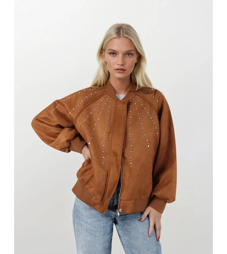 Bomber Chic Brown - яке/бомбър от набук с кабзи