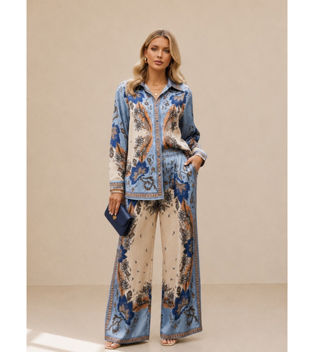 “ Blue Ornament “ Premium Satin Set  – модел на Zimmermann