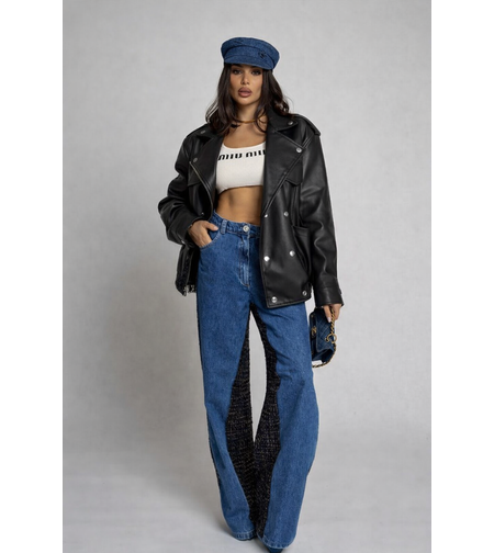 URBAN EDGE black – широко издължено кожено яке