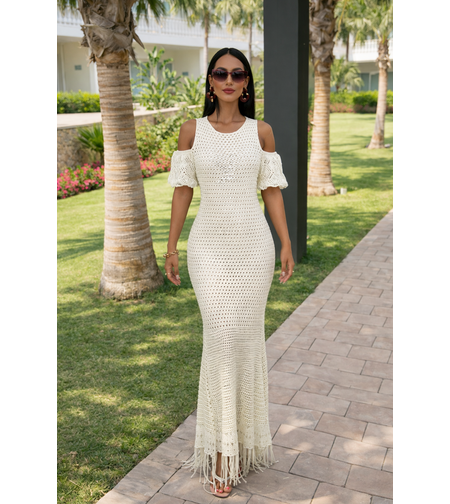 Oceana Backless – дълга плажна рокля ekru