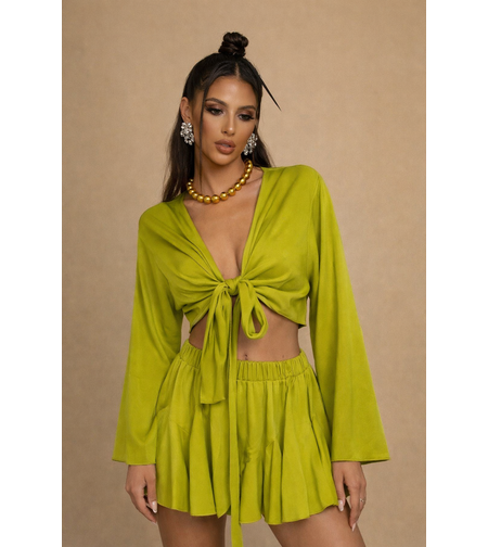 FASHION BLOOM Комплект от пола и риза с панделка green