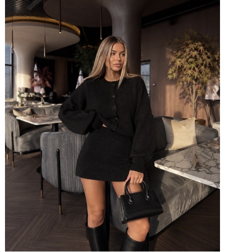 “ Winter Muse “ black – плетен комплект жилетка и пола