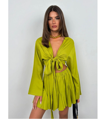 FASHION BLOOM Комплект от пола и риза с панделка green