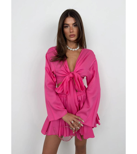 FASHION BLOOM Комплект от пола и риза с панделка Pink