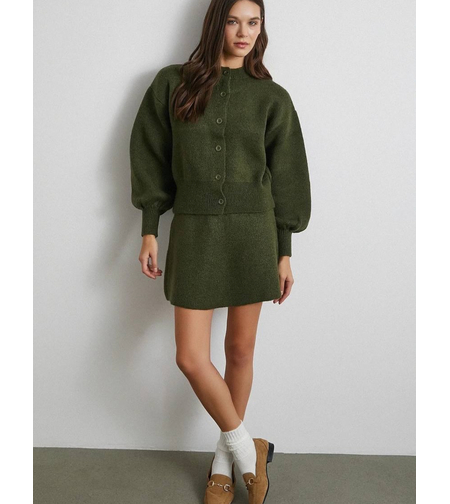 Winter Muse green – плетен комплект жилетка и пола