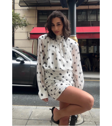 “Paris Chic” white - Рокля на точки от шифон