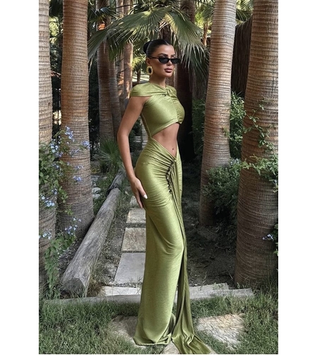 “Sculpt Glam Dress” Green - Дълга рокля