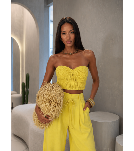 “ Limoncello” yellow – Комплект с плетен бюстие и широк панталон