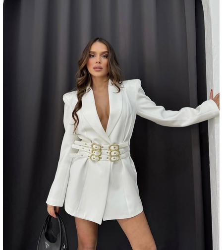 Blazer “Power Line” white– с 3 колана и изваяни рамене