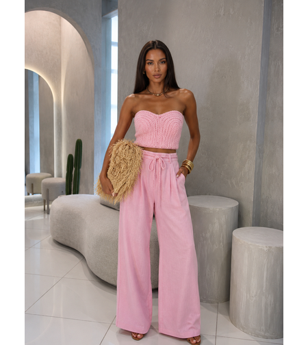 “Limoncello” pink – Комплект с плетен бюстие и широк панталон