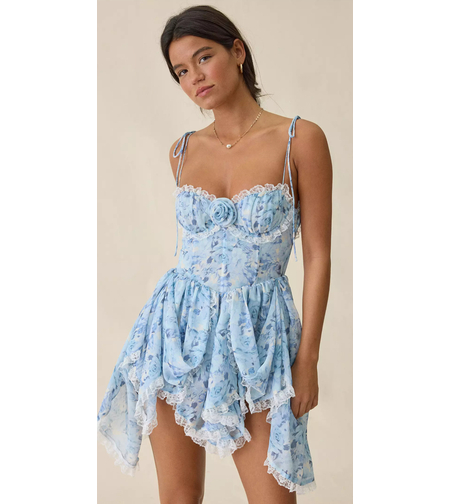 “ Rosette” blue - мини рокля