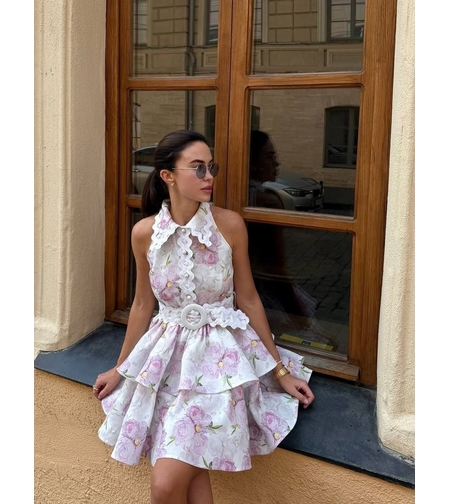“ Floral Belle” white - Ленена Рокля