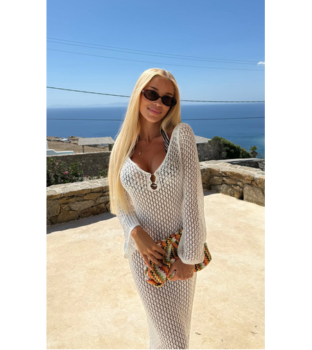 “Oceana Backless” ekru – дълга плажна рокля