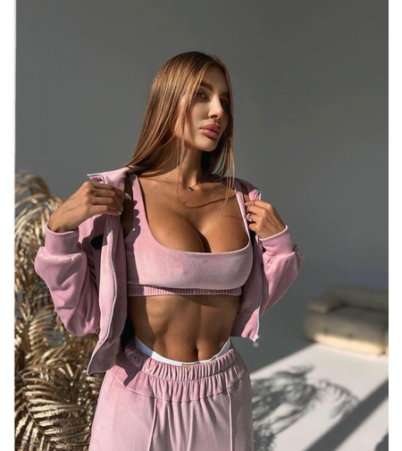 “ Rose Set “ pink - спортен екип от велур – 3 части
