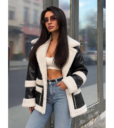 “ KarakuLuxe “ white -  издължено кожено яке
