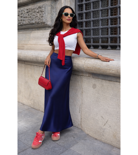 Дълга сатенена пола blue