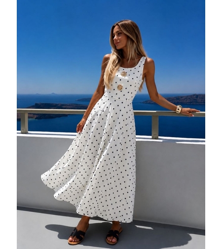 “Capri Dots” white - Лятна рокля