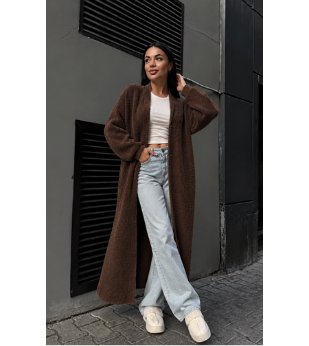“ Soft Elegance “ brown - Дълга плетена жилетка