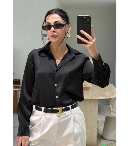 Midnight Satin Shirt Black - сатенена риза