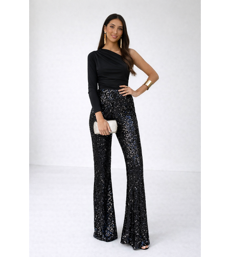 Noir Glam – елегантен панталон с пайети