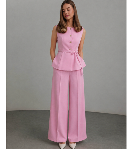 “ Pink Elegance “ елек с колан и широк панталон