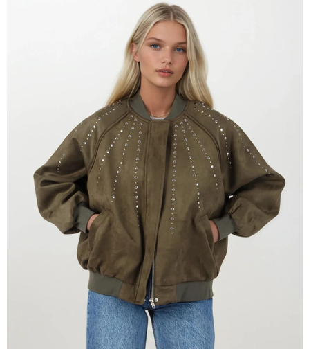 Bomber Chic  Green – яке/бомбър от набук с кабзи