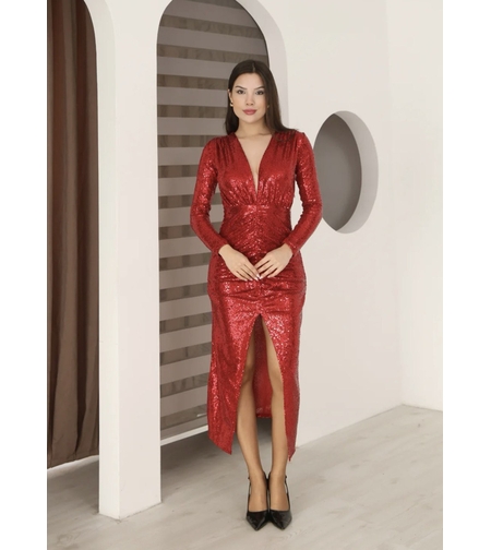 Блестяща вечерна рокля „Diva“ Red