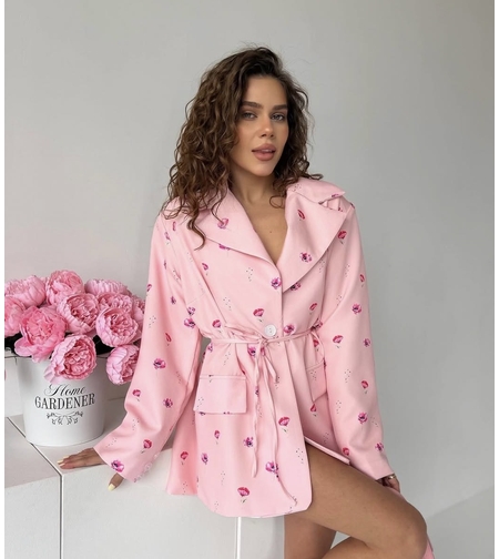 “ Blazer Flora” pink - сако с колан