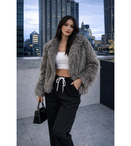 Дългокосместа лама-  палто Grey